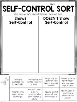 Printable Self Control Worksheets Pdf